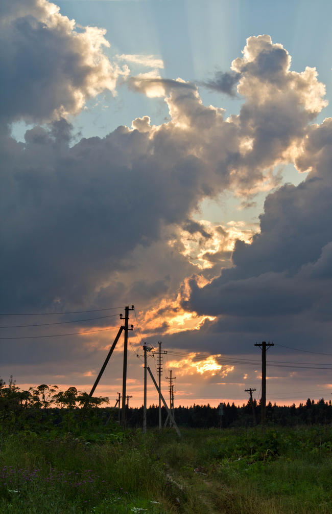 Дача, дорога на закате